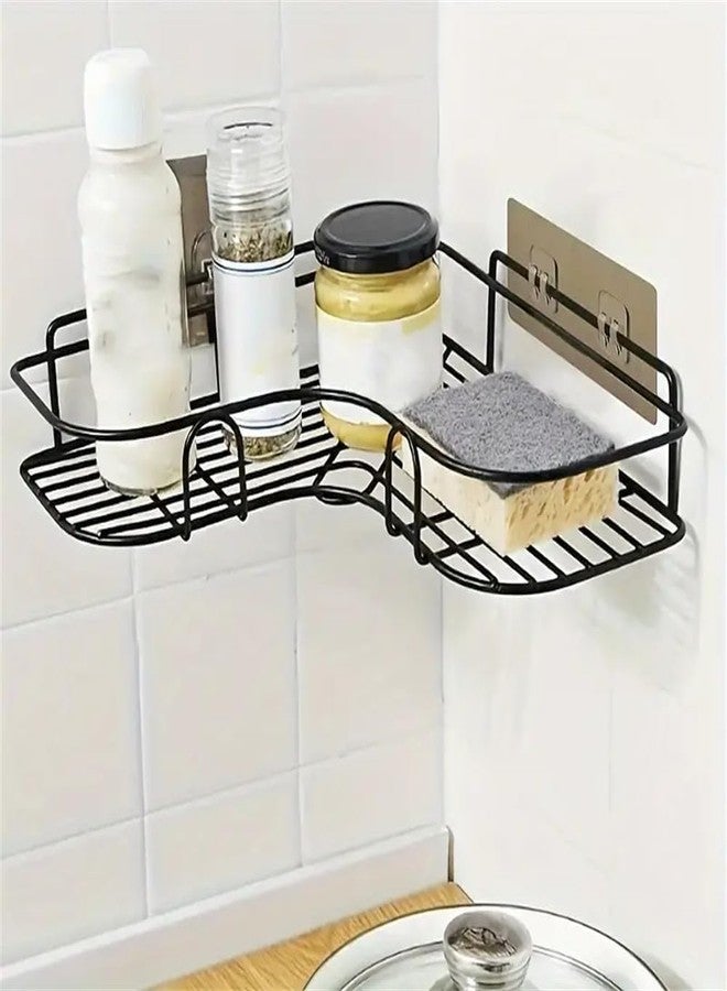 FRALUPO Metal Bathroom Organiser Without Drill Bathroom Corner Shelf Adhesive Stand for Corner Rack for Bathroom, Shampoo Holder Multipurpose Bathroom Shelf (Pack of 1) (Bathroom Corner Shelf) - Image 2